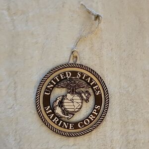 Wooden Etched United States Marine Corps Ornament